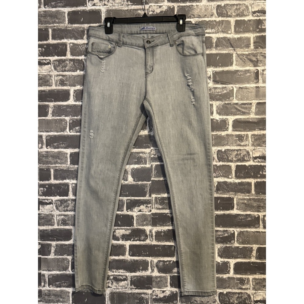 Exocet Gray Distressed Jeans Size 13/14 Stretch Casual Denim